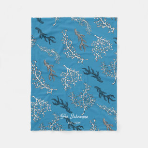 Cobertor De Velo Coral Pattern Blue Coastal Beach House