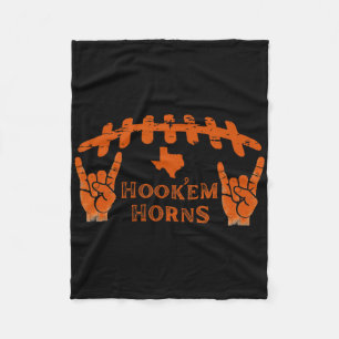 Cobertor De Velo Corda de Futebol Hook'em Horns Mapa Texano Vintage