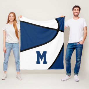 Cobertor De Velo cores da equipe azul monograma basquete meninos me