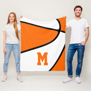 Cobertor De Velo cores da equipe de basquetebol branco laranja