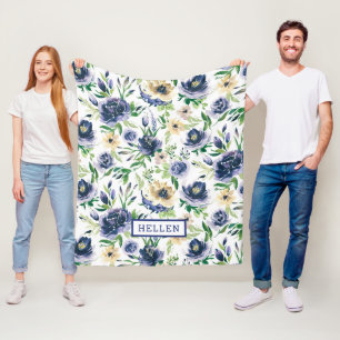 Cobertor De Velo Cores d'água padrão das flores violeta-azul e amar