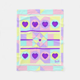 Cobertor De Velo Cores de pastel e corações roxos batendo