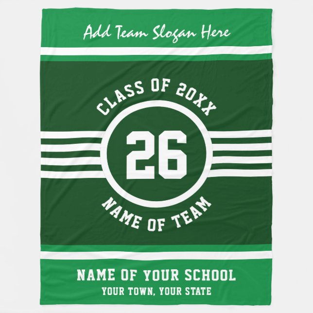 Cobertor De Velo Cores personalizadas, brancas e verdes, atletas de (Frente)
