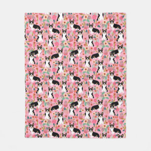 Cobertor De Velo Corgi Florals cor-de-rosa tricolor