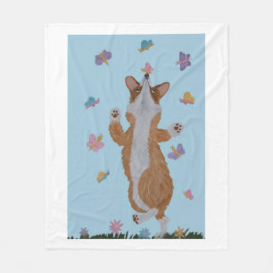 Cobertor De Velo Corgi galês dançante com borboletas