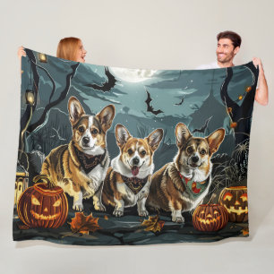 Cobertor De Velo Corgi Halloween Spooky