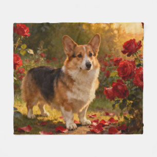 Cobertor De Velo Corgi nas Rosas V