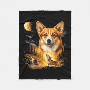 Cobertor De Velo Corgi uivando para a lua vintage 90s cachorro engr