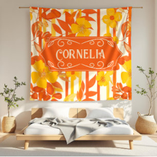 Cobertor De Velo Cornelia Vibrant Yellow e Orange Floral