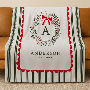 Cobertor De Velo Coroa de Natal Personalizada Preppy com Monograma