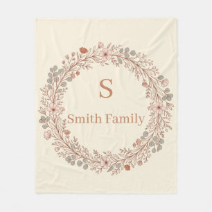 Cobertor De Velo Coroa Floral Personalizada com Sobrenome da Famíli