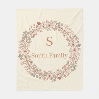 Cobertor De Velo Coroa Floral Personalizada com Sobrenome da Famíli