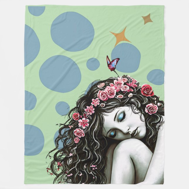 Cobertor De Velo Coroa Floral - Retrato Whimsical (Frente)