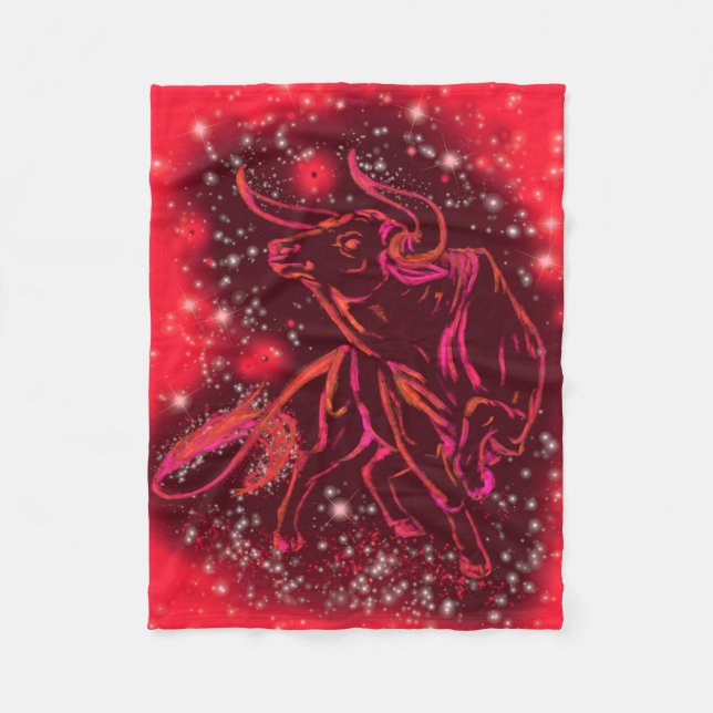 Cobertor De Velo Correndo o Bull Fleece Blanket Red Starry Night (Frente)
