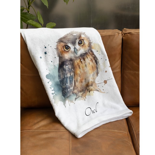 Cobertor De Velo Coruja de Aquarela Cuta, personalizada (Criador carregado)