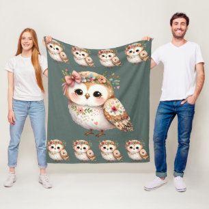 Cobertor De Velo Coruja Floral Fofa com Laço