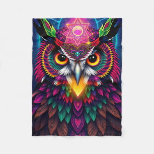 Cobertor De Velo Coruja Psicodélica: Arte de Mandala Neon