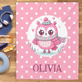 Cobertor De Velo Coruja rosa e Bolinhas