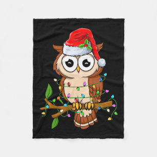 Cobertor De Velo Coruja Vestindo Santa Hat Xmas - Birds Owl Lover C