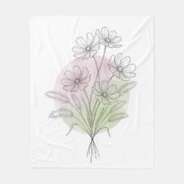 Cobertor De Velo Cosmos Minimalista Arte Botânica em Linha Lavanda