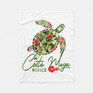 Cobertor De Velo Costa Maya México Tartaruga Marinha Hibisco Tropic