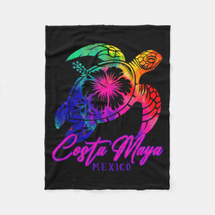 Cobertor De Velo Costa Maya México Tie Dye Tartaruga Marinha Hibisc