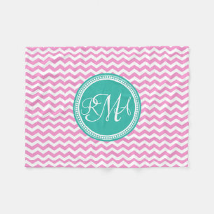 Cobertor De Velo Costume Monogrammed de Chevron do rosa e da