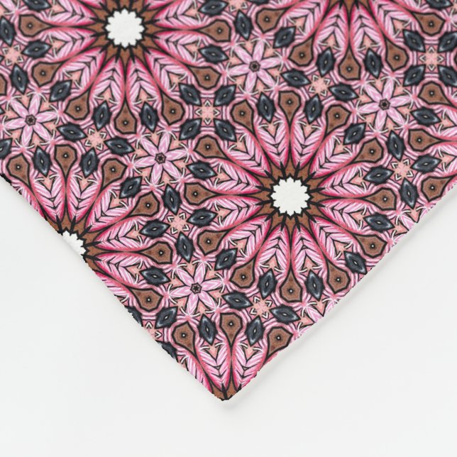 Cobertor De Velo Costurado Boho de Pena Rosa  (Quina)