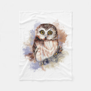 Cobertor De Velo Cota Watercolor Owl Bird Nature art