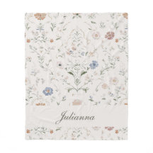 Cottagecore Beige Caprichoso Nome Monograma Floral