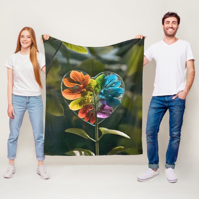 Cobertor De Velo Couverture polaire cœur feuille arc-en-ciel nature (In Situ)