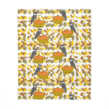 Couverture Polaire Hiboux et Citrouilles d'Automne