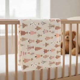 Cobertor De Velo Couverture Polaire Sapins de Noël Rose Scandinave 