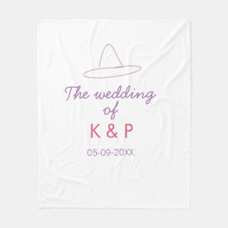 Cobertor De Velo cowboy hat the wedding of couple name date purple 