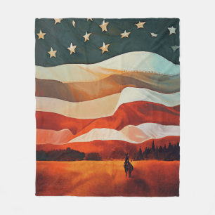 Cobertor De Velo Cowboy indo para o Bandeira Sunset