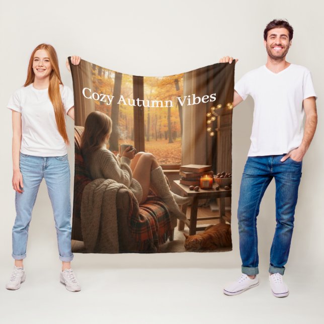 Cobertor De Velo Cozy Autumn Vibes | Personalized Fall Cabin Window (In Situ)