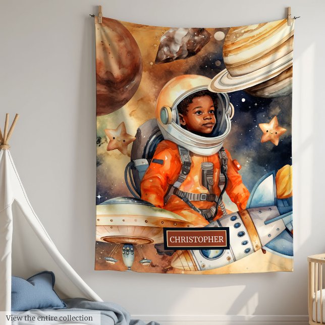 Cobertor De Velo Cozy Birthday Gift de Boys do Espaço em Água (Watercolor Space Blanket Boys’ Cozy Birthday Gift)