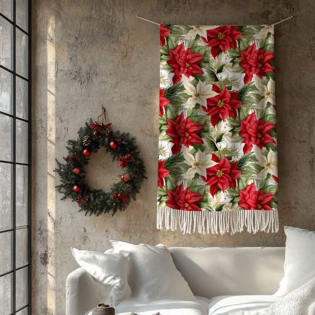Cobertor De Velo Cozy Christmas Blanket Red Floral Living Accent (Cozy Christmas Blanket Red Floral Living Accent)