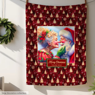 Cobertor De Velo Cozy Christmas Blanket Vintage Sr. e Sra. Claus Gi