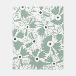 Cobertor De Velo Cozy Cottagecore Retro 70s Floral Muted Sage Green