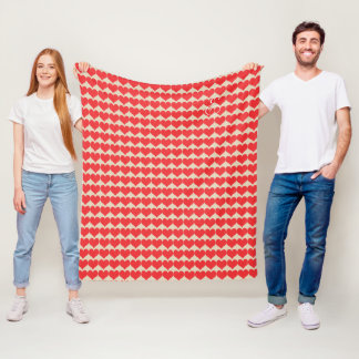 Cobertor De Velo Cozy Cute Bright Red Heart Pattern Beige Blanket