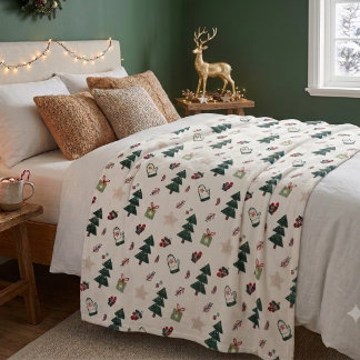 Cobertor De Velo Cozy Dusty Blue Watercolor Christmas Tree Pattern