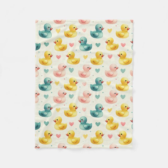 Cobertor De Velo Cozy Fleece Pastel Watercolor Duck Pattern Blanket (Frente)