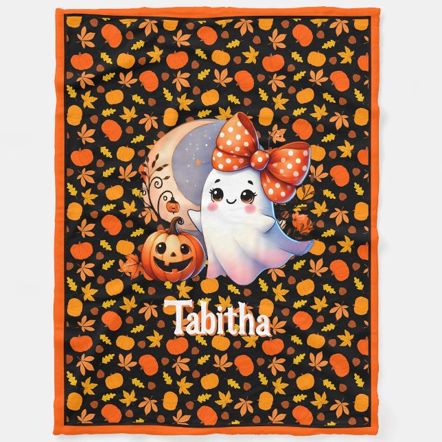 Cobertor De Velo Cozy Halloween Baby Blanket Adicione Nome Cute Gho (Criador carregado)
