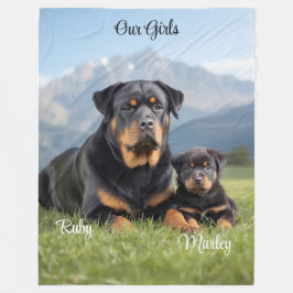 Cobertor De Velo Cozy Mãe e Filha Rottweiler Personalizados