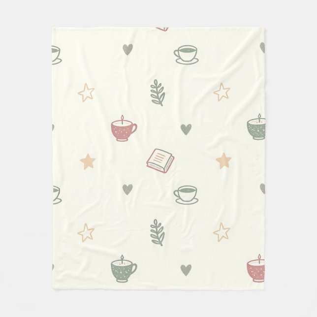 Cobertor De Velo Cozy Tea Books Candle Pattern Soft (Frente)