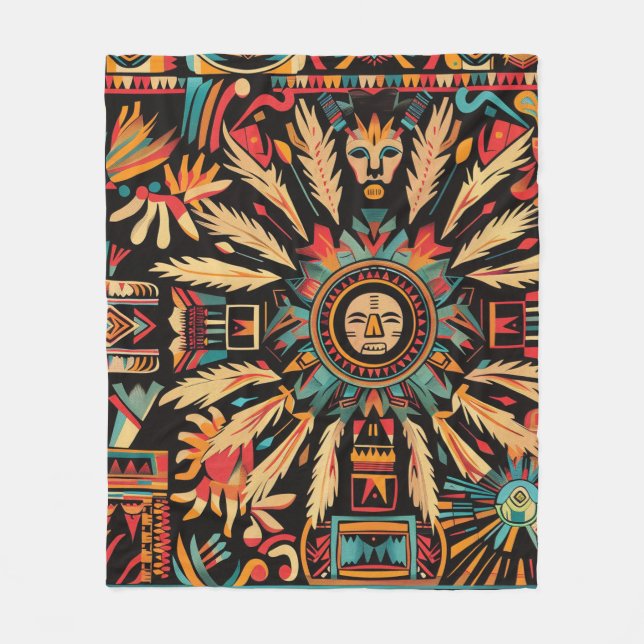 Cobertor De Velo Cozy Teal "Aztec Dream" Fleece Blanket (Frente)