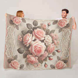Cobertor De Velo Cozy Vintage Rosa Rosa Rosa Rosa Floral Folheto