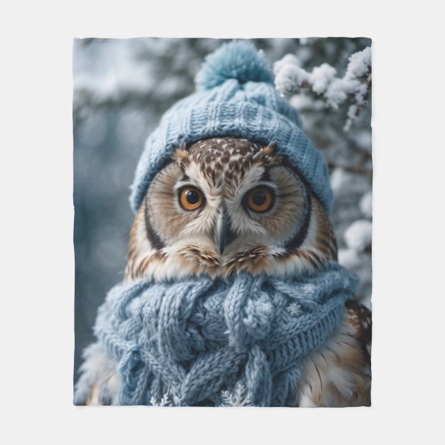 Cobertor De Velo Cozy Whimsical Winter Wonderland Owl (Frente)