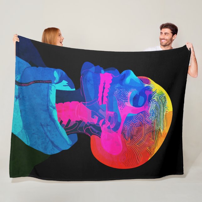 Cobertor De Velo Crânio Cibernético – Arte Anatômica Futurista (In Situ)